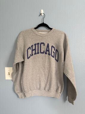 Hanes Chicago Collegiate Crewneck Sweatshirt Gray Small ComfortBlend